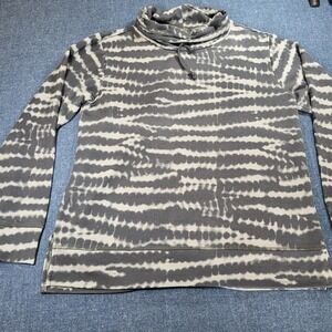Crosby Womens Grey Tie Dye Stripe Cowl Neck Pullover Sweatshirt Size M Fleece